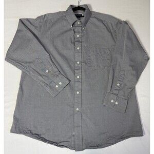 Club Room Performance Button Down Shirt Mens 16 32/33 Gray Cotton.